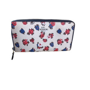 Coach Tea Rose Accordion Zip Wallet, Chalk/Multi colored